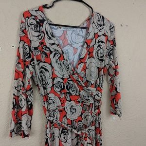 Unique Maxi Dress - Orange and Black Floral Design